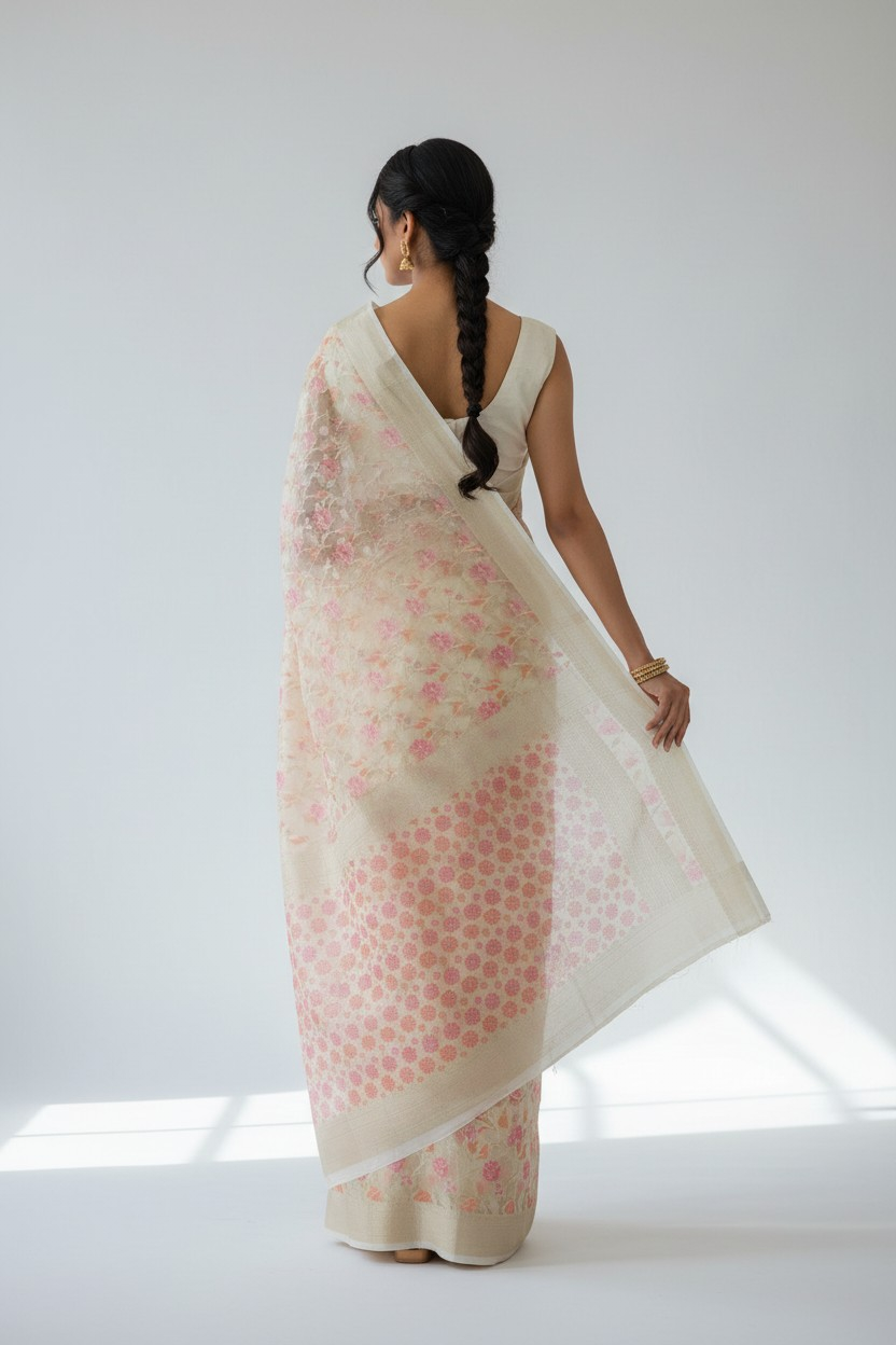 Banarasi Kota Silk Saree with Zari Border