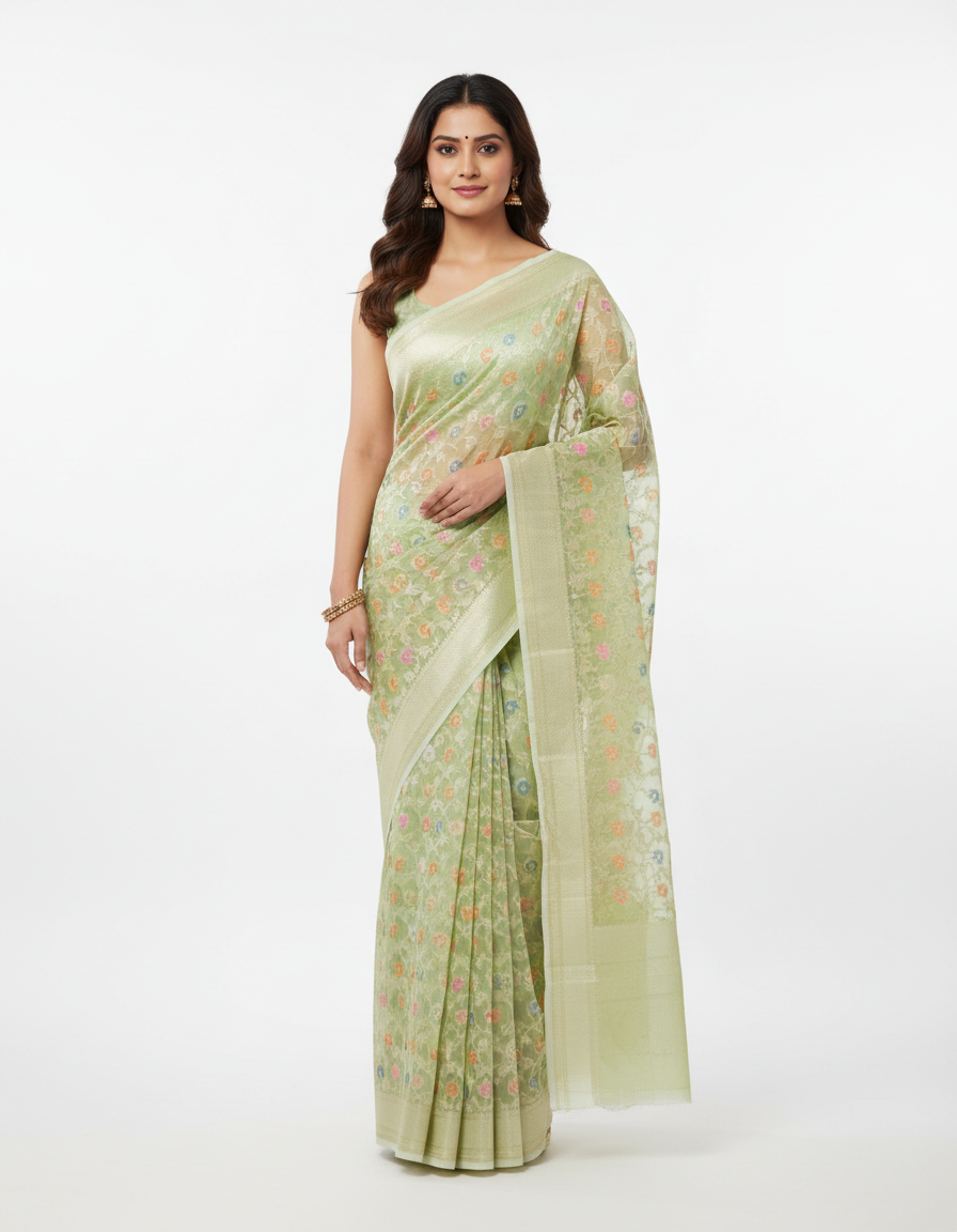 Premium Banarasi Kota Silk Saree with Meenakari Weave