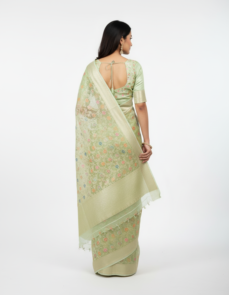 Premium Banarasi Kota Silk Saree with Meenakari Weave